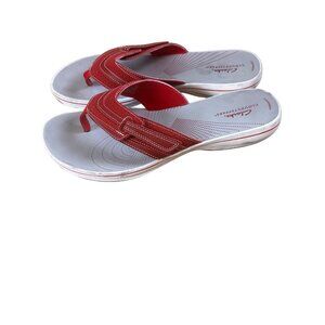 Clarks Size 11 Slip On Womens Thong Sandal Red
